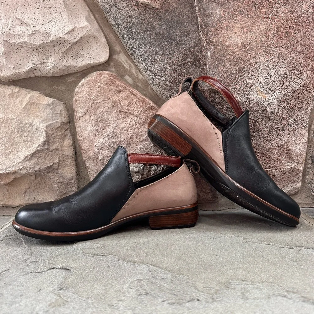 NAOT Women's Kamsin Transitional Boot Color: Blk Rvn/Stone/Luggage Brown